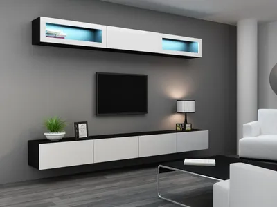 Zdjęcie produktu dla Cama Szafka RTV VIGO '140' 30/140/40 czarny/biały połysk, Czarny, Płyta wiórowa, Czarny, Płyta wiórowa, Laminat, Matowy