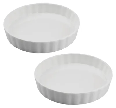 2er-Set Quiche-Formen aus Porzellan, 18 cm, weiß