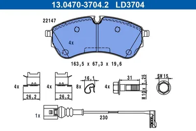 Produktbild von ATE Bremsbeläge Satz Vorne für VW Multivan T7 (STM, STN) 13.0470-3704.2