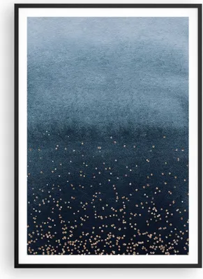 Produktbild von Gerahmtes Poster - Schwarzer Rahmen - Blau Golden Hintergrund - 70x100 cm - Wand Bild - Wanddeko - Wandbilder - Kunstposter - Wandposter - Bilderrahmen - Bilder - Kunstdruck - P2BPA70x100-5094