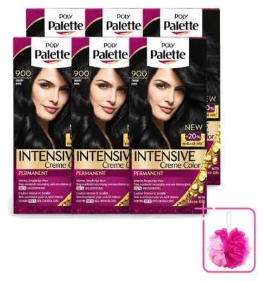 Obrázok produktu pre 6 ks balenia farby na vlasy Poly Palette, odtieň 900 čierna, objem 115 ml – výhodná sada
