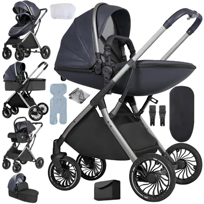 Productafbeelding van Babywagen, 3-in-1, veelzijdig design, inklapbaar voor eenvoudig transport, blauw
