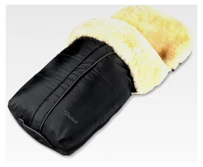 Produktbild von Fellhof Baby Fußsack für Kinderwagen Winter CORTINA 40x98 cm & Tuch Blaubaer | Fußsack für Kinderwagen Buggy Sportwagen Merino Lammfell | wind- und wasserabweisend, 5-Punkt-Gurtschlitze | Waschbar bis 30°C