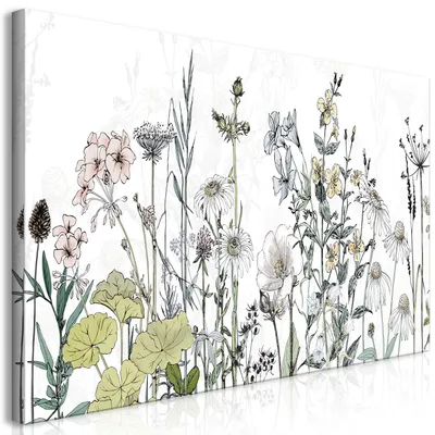 Produktbild von Wandbild Mega XXXL Natur  250x125 cm Einteiliger XXL-Format Kunstdruck zur Selbstmontage Leinwandbilder moderne Bilder DIY Wanddekoration Wohnung Deko Blumen Wiese Blüte Blätter b-A-0702-ak-e