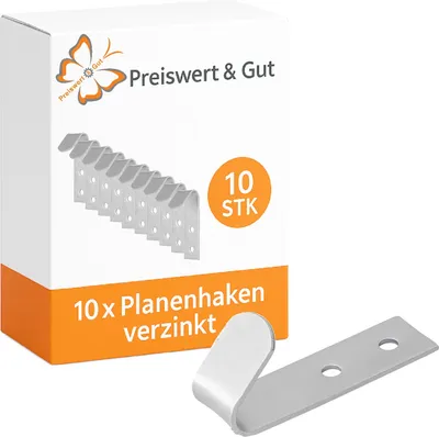 Produktbild von 10 x Netzhaken & Planenhaken für Anhänger Plane | Verzinkte Spannhaken aus Stahlblech | Perfekte Ladungssicherung