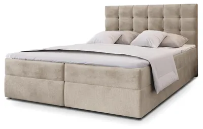 Produktbild von Masseno Boxspringbett GLOS K 180x200 cm Komplett-Set mit Bonell Matratze und Topper, Polsterbett mit Bettkästen -Beige, PAROS 02
