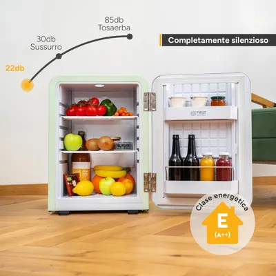 Immagine prodotto di TZS First Austria - Mini Frigo Retro 40L - Silenzioso 22dB - Senza Compressore per Camera e Ufficio - Verde Menta - Frigorifero per Bevande - Design Vintage