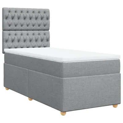 Produktbild von Boxspringbett mit Matratze Hellgrau 80x200 cm Stoff