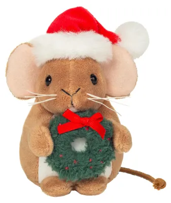 Immagine prodotto di Teddy Hermann Weihnachtsmaus mit Kranz, Kuscheltier, Stofftier, Plüschtier, 11 cm, 946175