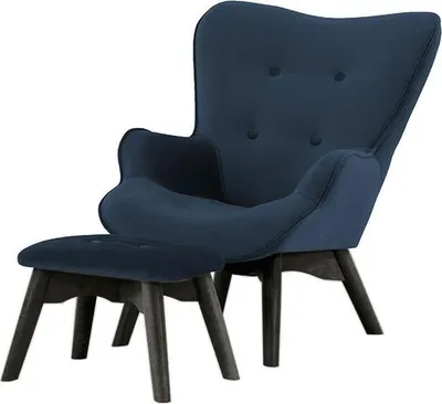 Image de Fauteuil à oreilles pour enfants avec repose-pied Ducan Mini Velvet-Kronos 9-Noir