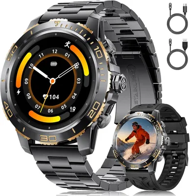 Produktbild von Smartwatch Herren 1.43" AMOLED HD Display, 800mAh Akku, Bluetooth Anrufe, 110 Sportmodi, Herzfrequenz & Schlafmonitor,IP68 wasserdicht,für Android iOS