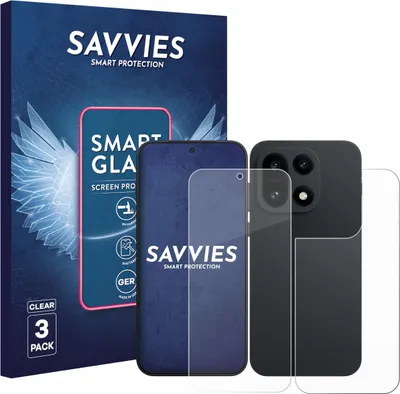Produktbild von 3x Savvies Schutzglas Folie für OnePlus 15 (Display+Rückseite) 9H Panzer Schutzfolie Glas Displayschutz klar transparent