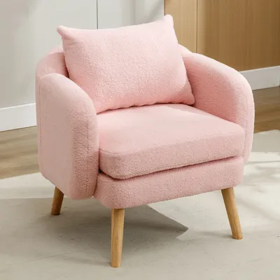 Produktbild von Armlehnensessel Sessel mit Kissen Polstersessel Loungesessel, Rosa