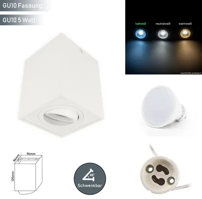 Image de LED line Plafonnier CUBO Lampe pour montage en saillie Lampe spot orientable 45° Angulaire Blanc en aluminium avec douille GU10 Ampoule 5W Blanc froid