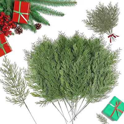 Produktbild von 50 künstliche Tannenzweige, 34 cm lange künstliche Kiefernzweige, künstliche Kiefernnadeln, künstliche Tannenzweige, DIY-Zubehör für Hochzeiten, Gärten, Bürodekorationen, Weihnachtsdekorationen