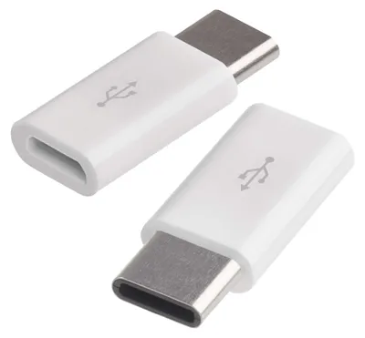 Adaptér micro USB-B 2.0 / USB-C 2.0, bílý, 2 ks