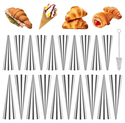 Edelstahl-Croissantformen-Set, 20-teilig, mit Reinigungsbürste