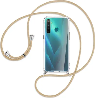 Produktbild von Handykette Backcover-Schutzhülle mit Band (Metall silberfarben) für Realme 5 Pro - caramel