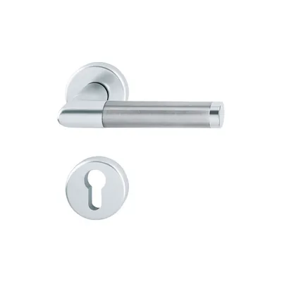 Produktbild von Hoppe Amsterdam Rosettengarnitur Aluminium F1 / Edelstahl F69 1400/42KV/42KVS, PZ Profilzylinder