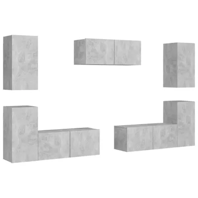 Immagine prodotto di vidaXL Set di mobili TV da 7 pezzi in legno grigio cemento
