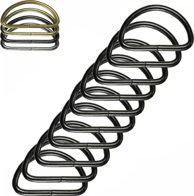 Produktbild von 10 stabile Halbringe D-Ringe Metallring Halbrund Ring Größen- /Farbwahl, Farbe:anthrazit, Größe:38 (32) x 22 x 3 mm