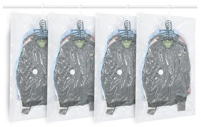 Immagine prodotto di Sacca per vestiti sottovuoto appendibile - Abiti - 105 x 70 cm - 4 pezzi - Riutilizzabile