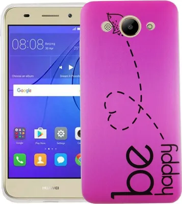 Produktbild von Handy Hülle für Huawei Y3 2017 Cover Case Schutz Tasche Motiv Slim Silikon TPU Be Happy Pink