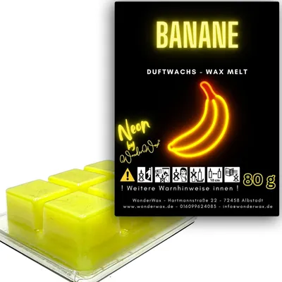 Produktbild von WonderWax Neon Duftwachs Wax Melts für Duftlampe, 6 Würfel Duftmelt Wachsmelt Sojawachs Neon Würfel für Raumdüfte, Wachs Duftöl Indoor Herbst Melts für Aromalampe Banane