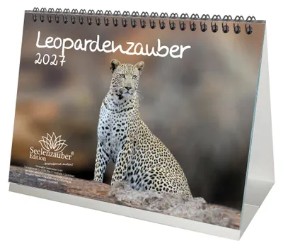 Produktbild von Leopardenzauber DIN A5 Tischkalender 2027 Raubkatze - Seelenzauber