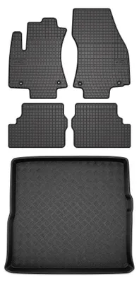 Produktbild von Gummimatten + Kofferraumwanne für Opel Zafira A 1999-2005 (Standard-Kofferraum) – Schwarz, passgenau – Wielganizator SolidPRO