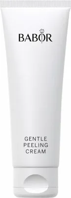 A white tube of Babor Gentle Peeling Cream against a white background.