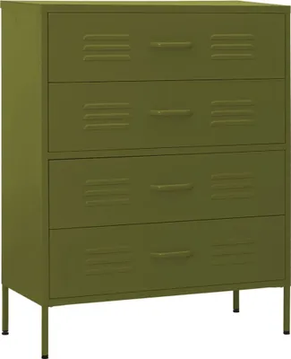 Zdjęcie produktu dla Szafka z szufladami, oliwkowozielona, 80x35x101,5 cm, stalowa