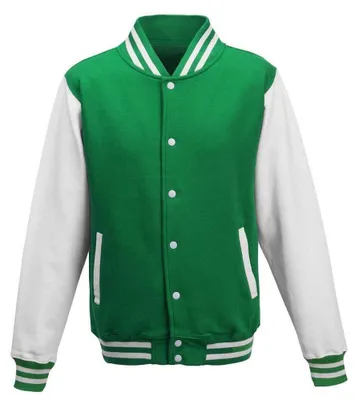 Produktbild von Awdis - Varsity-Jacke (US-College-Stil) für Herren/Damen Uni LT1881 (XL) (Irisches Grün/Weiß)