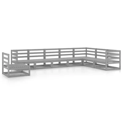 Produktbild von 8-tlg. Garten-Lounge-Set Grau Kiefer Massivholz