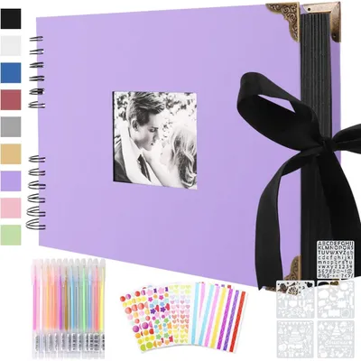 Produktbild von Fotoalbum zum Selbstgestalten, Scrapbook 80 Schwarze Seiten, Lila 30 x 21 cm