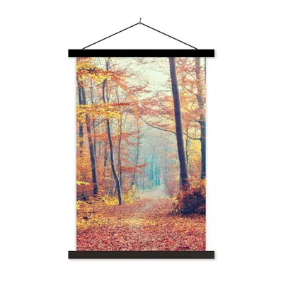 Produktbild von MuchoWow® Textilposter Wald - Herbst - Laub 60x90 cm mit schwarzem Rahmen - Poster Wohnzimmer