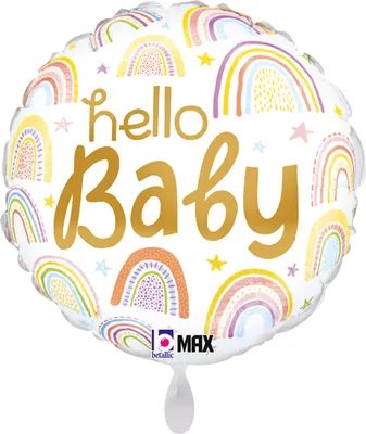 Produktbild von 18"/Ø46cm Folienballon Regenbogen "Hello Baby"