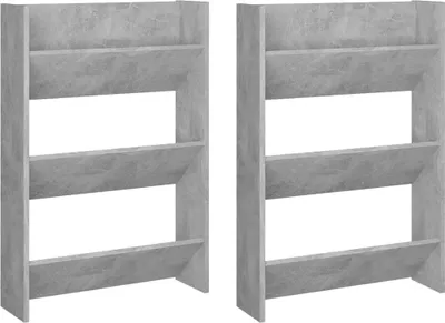 Obrázek produktu pro vidaXL Nástěnné skříňky na boty 2 ks. Betonově šedé 60x18x90 cm odvozený dřevěný výrobek