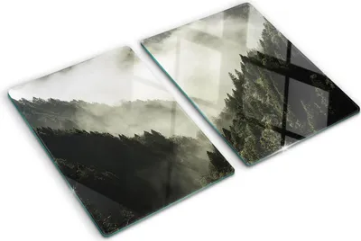 Imagen del producto de Cubierta para placa de cocina – Cubierta para placa de inducción – Placa de vidrio protectora – 2x40x52 cm – Placas de vidrio protectoras para cocina – Vidrio templado – Niebla sobre el bosque