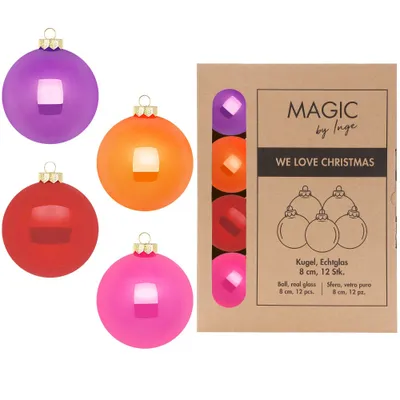 Produktbild von Weihnachtskugeln Glas 8cm 12 Stück - Party Time