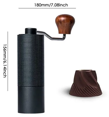 Produktbild von Manuelle Kaffeemühle - Handkaffeemühle - Keramikmahlwerk - Einstellbarer Mahlgrad - Handkurbel - Tragbar - Titanlegierung - Schwarz
