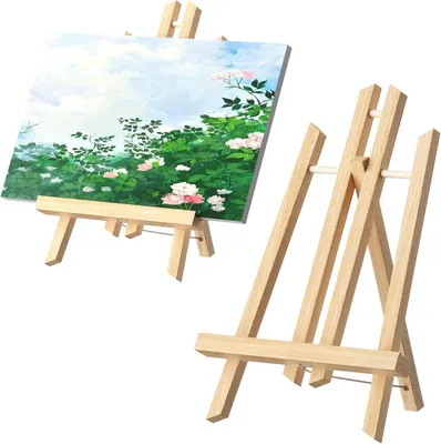 Produktbild von Tischstaffelei Set aus Holz, 2 Stück, 30 x 19 cm, für Bilder und kreative Projekte