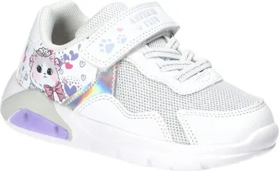 Produktbild von AMERICAN CLUB ES189 Solide Kinderschuhe mit Klettverschluss, Sneakers mit LED-Leuchtsohle, modische Kinderschuhe, Innensohle aus Naturleder, Weiss 24
