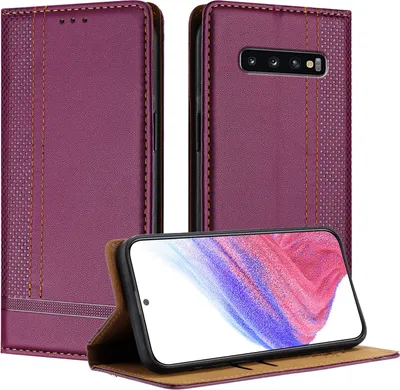 Obrázek produktu pro Pouzdro pro Samsung Galaxy S10 kožené flipové pouzdro s funkcí stojánku Fialová