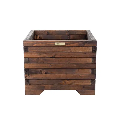 Image de Greenspot Timber Bac à fleurs en bois - 50x50cm brun palissandre foncé
