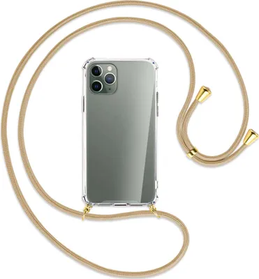 Produktbild von Handykette Backcover-Schutzhülle mit Band (Metall goldfarben) für Apple iPhone 11 Pro - caramel