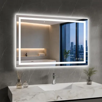 Immagine prodotto di Specchio da bagno illuminato, 60x90 cm, antiappannamento, grado di protezione IP65, dimmerabile, 3 tonalità di luce