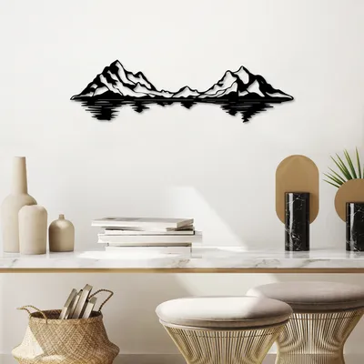 Produktbild von Wallity, Landscape 1, Nachbildungatives Wandaccessoire aus Metall, Schwarz, 100 % METALL, 68 x 19 cm
