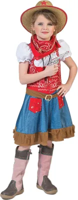 Produktbild von Cowgirl Kostüm "Arizona" für Mädchen | Blau Rot - Kinder Cowboykostüm Größe: 164