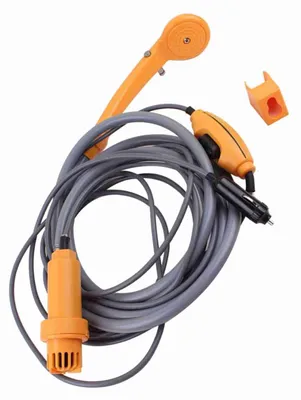 Zdjęcie produktu dla Prysznic kempingowy 12 V, 35 W, z regulowanym przepływem wody, szczelny, 2,5 l/min, głowica prysznicowa do użytku na zewnątrz, kemping, mycie samochodu, wąż o długości 2 m